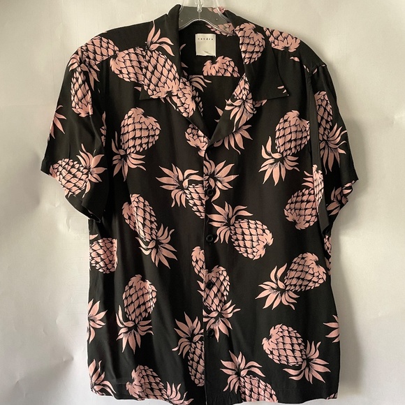 Sandro Black and Pink print Hawaiian shirt - Picture 2 of 5
